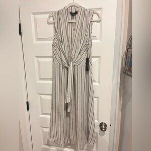 Striped Sleeveless Tie-Front Dress